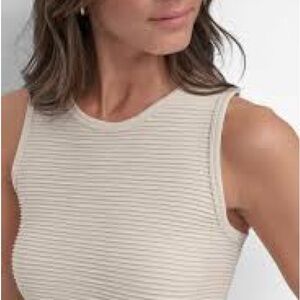 DKNY Cream Ribbed Tank Top
